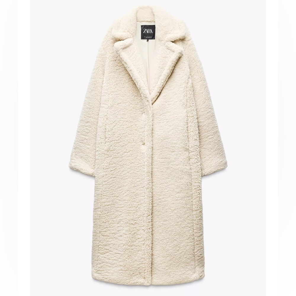 ZARA Long Fleece Coat - Picture 8 of 10